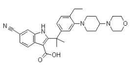 6-氰基-2-[1-[4-乙基-3-[4-(4-吗啉基)-1-哌啶基]苯基]-1-甲基乙基]-1H-吲哚-3-羧酸